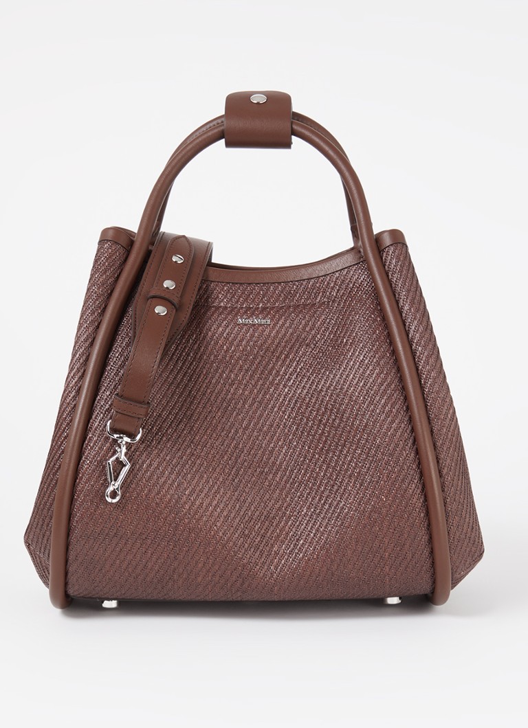 MaxMara - Summermarines handtas met gevlochten detail en afneembare schouderriem - Donkerbruin