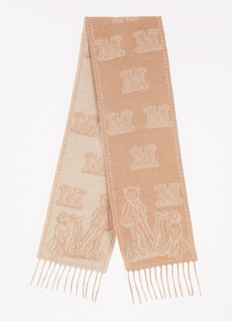 MaxMara - Wsanima sjaal van kasjmier met logoprint 105 x 15 cm  - Camel