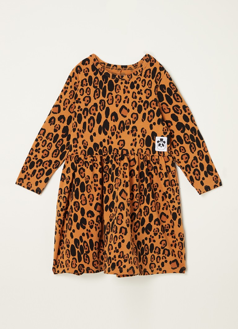 Mini Rodini - Leopard jurk van lyocell met panterprint - Oranjebruin