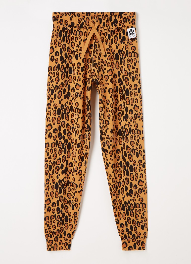 Mini Rodini - Leopard tapered fit pantalon van lyocell met panterprint - Oranjebruin
