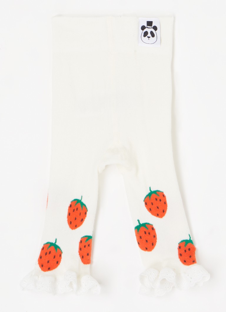 Mini Rodini - Strawberries legging met ingebreide print en broderie - Gebroken wit