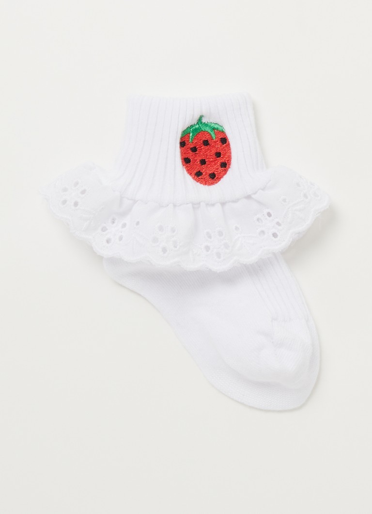 Mini Rodini - Strawberries sokken met kant  - Wit