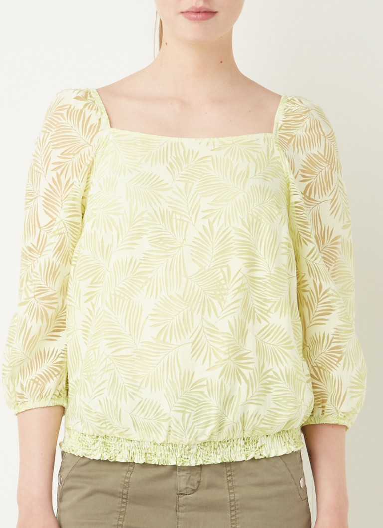 Mint Velvet Amazon semitransparante top met bladprint • Lime • de