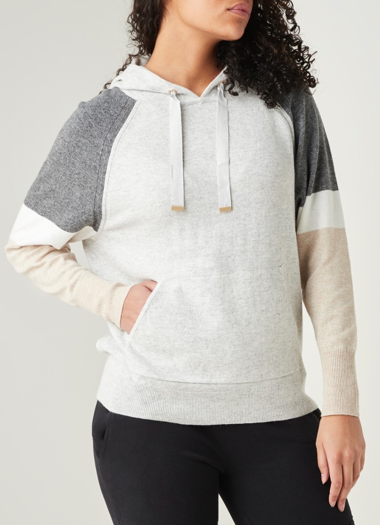 Mint Velvet Hoodie in kasjmierblend met trekkoord • Lichtgrijs • de