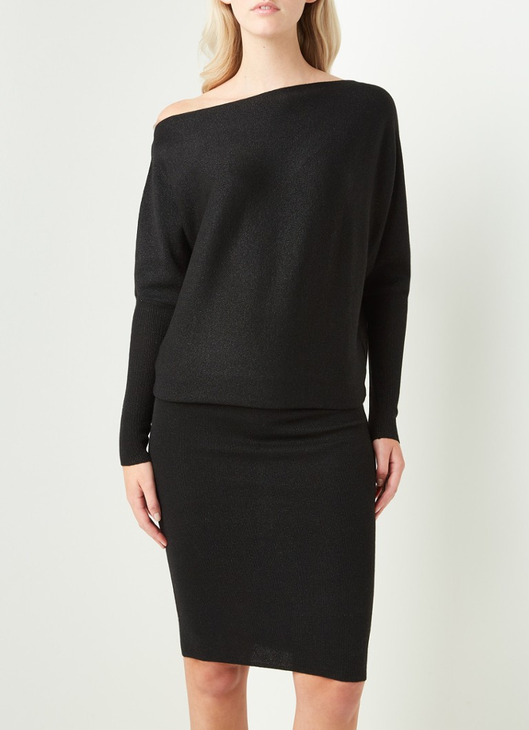 Mint Velvet One Shoulder trui-jurk in wolblend met lurex ⢠Zwart ⢠de Bijenkorf