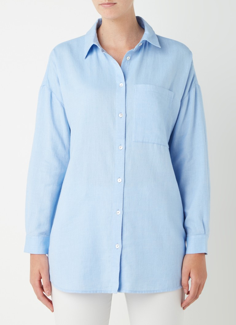 Mint Velvet - Oversized blouse met borstzak - Blauw
