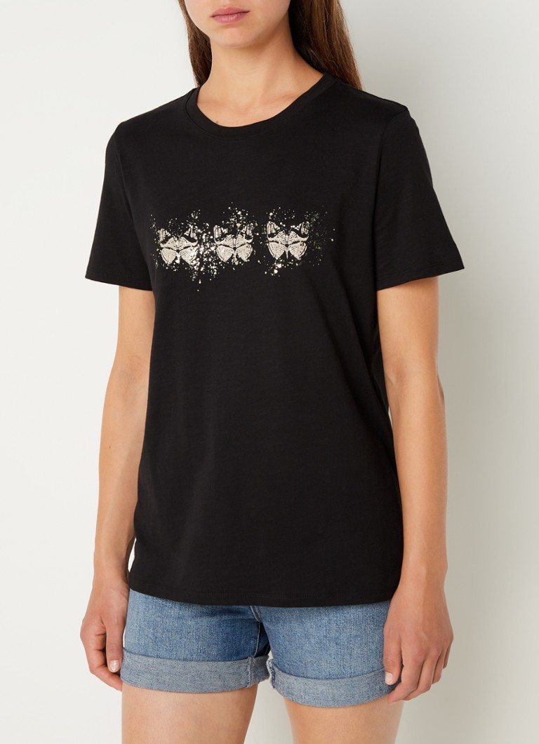 Mint Velvet - T-shirt met print - Zwart