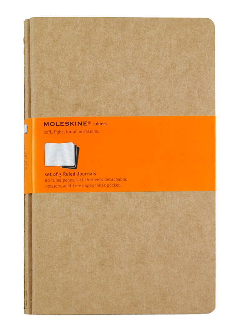 Moleskine Cahier L gelinieerd schrift set van 3 • Lichtbruin • de Bijenkorf