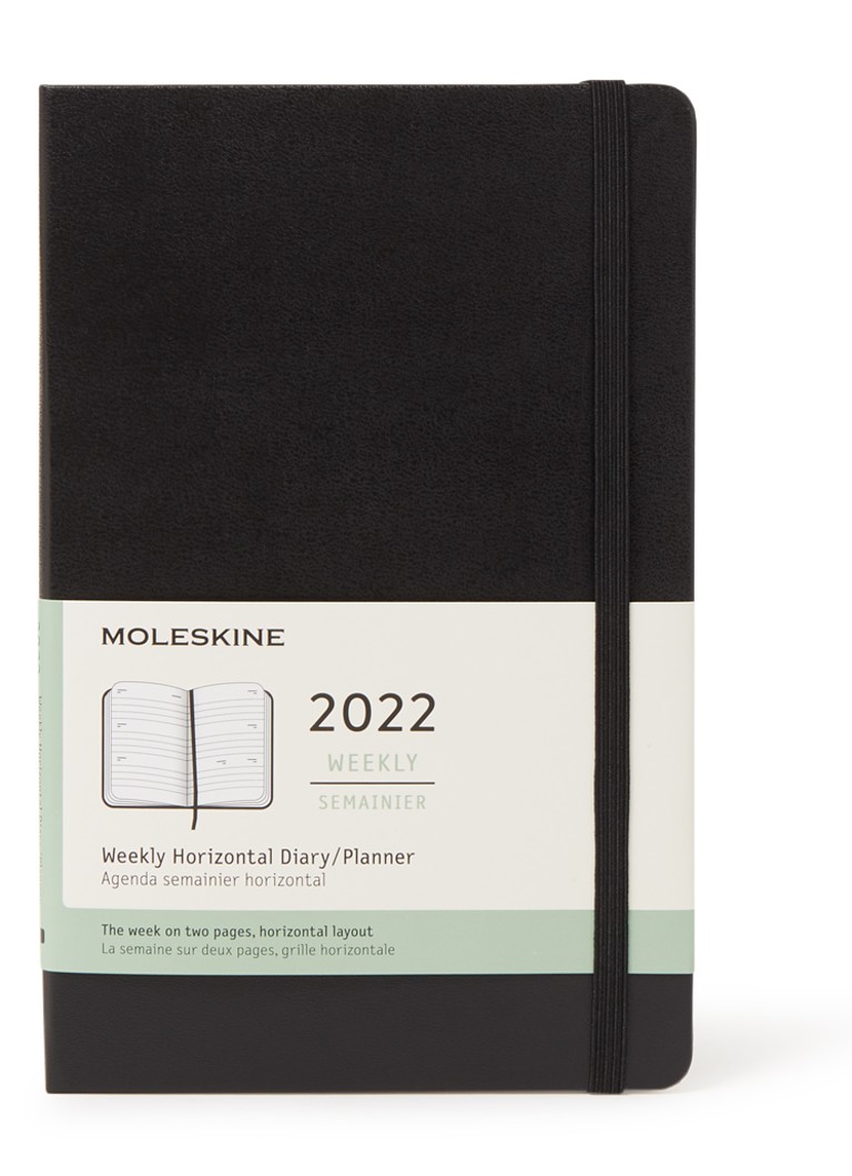 Moleskine Weekly Horizontal A5 agenda 2022 • Zwart • de Bijenkorf