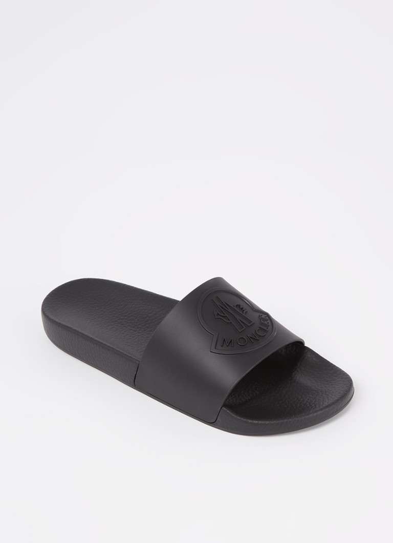 Moncler - Basile slippers met logo - Zwart