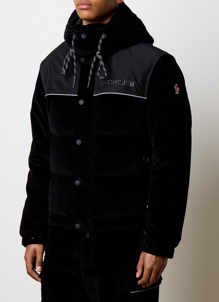 Moncler - Desot pufferjack van corduroy met afneembare capuchon - Zwart