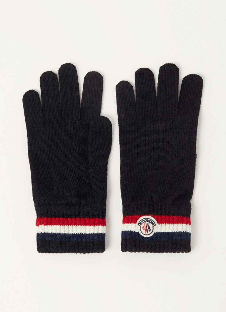 Moncler - Fijngebreide handschoenen van wol - Zwart