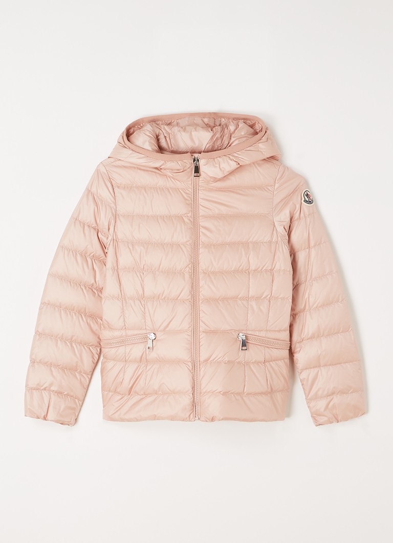 Moncler Liset gewatteerde jas capuchon en donsvulling • Lichtroze •