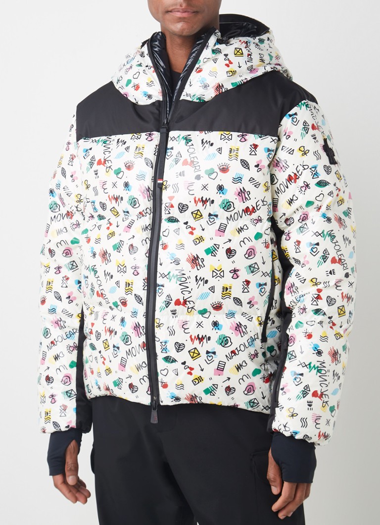 Moncler - Mazod gewatteerde ski-jas met donsvulling en all over print - Gebroken wit