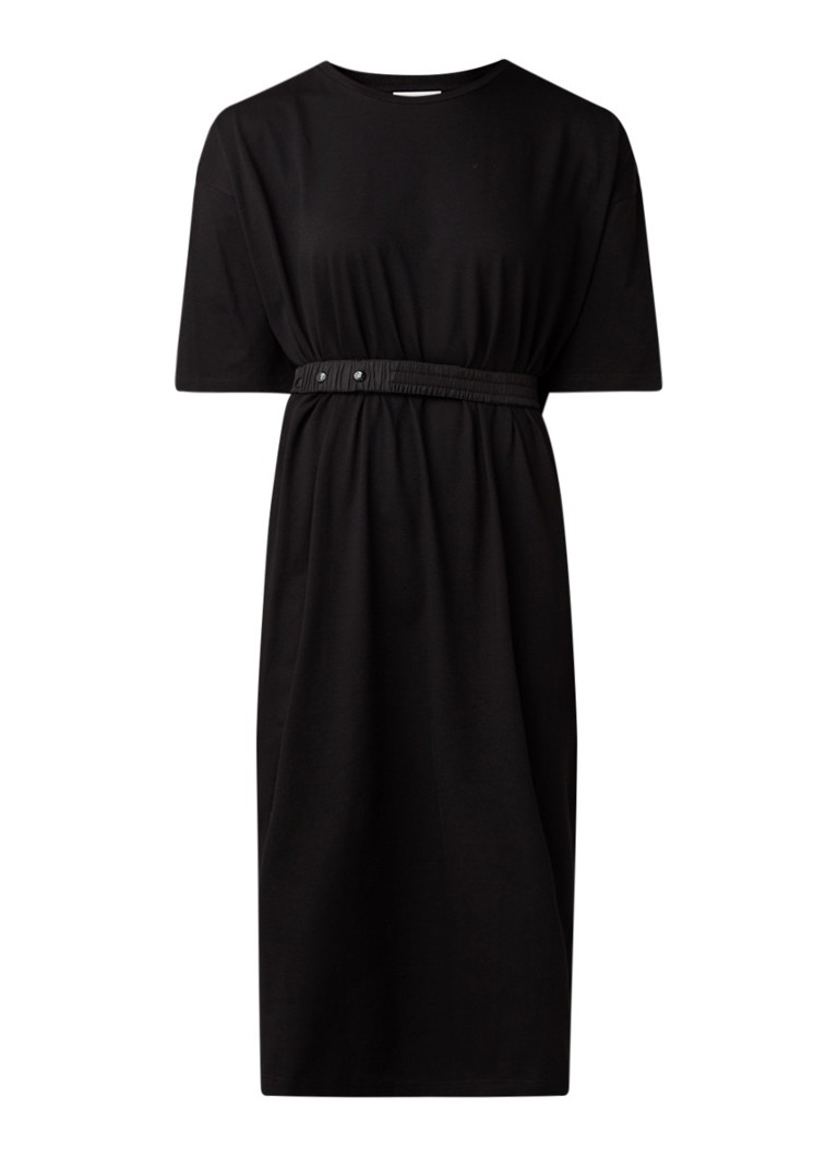 Moncler Oversized T Shirt Jurk Met Logoprint En Ceintuur Zwart