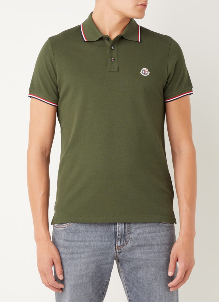 Ademen Zwerver Emotie Moncler Regular fit polo van piqué katoen met logo • Legergroen • de  Bijenkorf