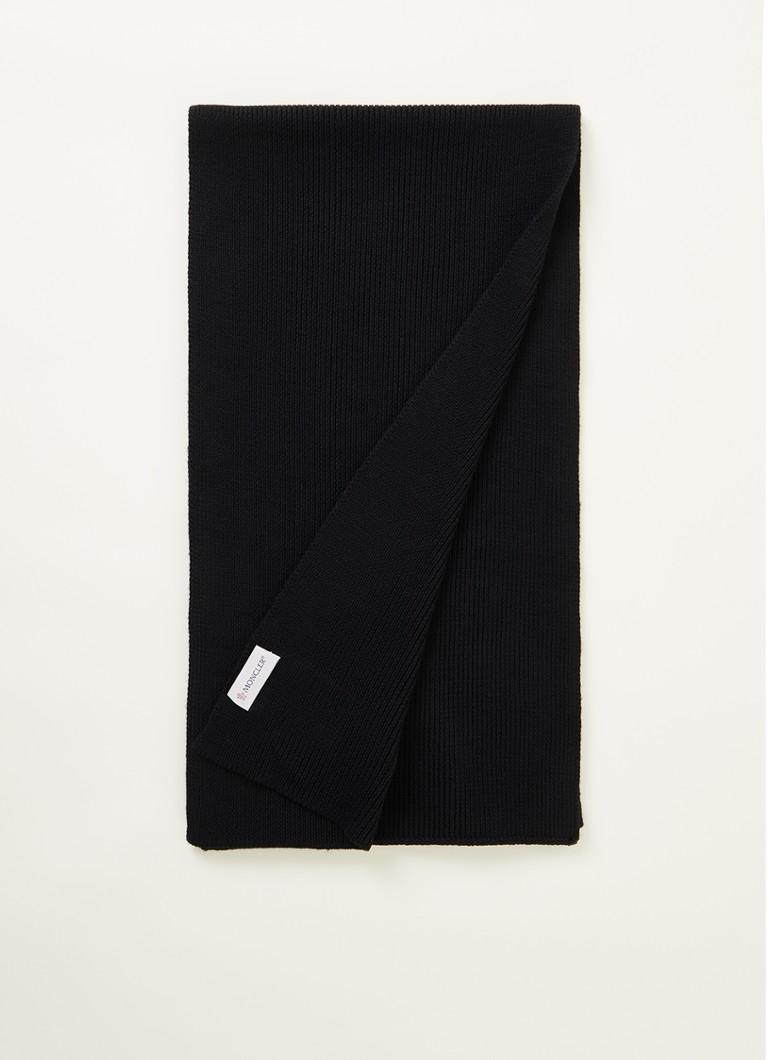 Moncler - Sjaal van wol met logo 220 x 30 cm - Zwart