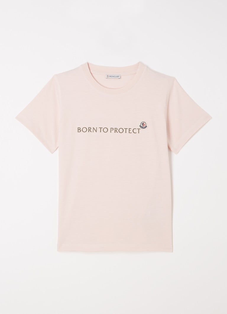 Moncler - T-shirt met logoborduring - Lichtroze