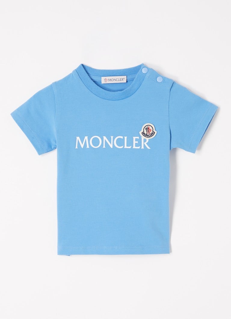 Moncler - T-shirt met logoprint  - Middenblauw