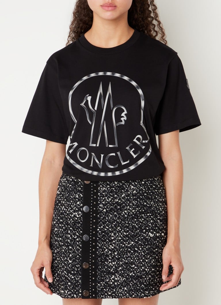Moncler - T-shirt met logoprint - Zwart