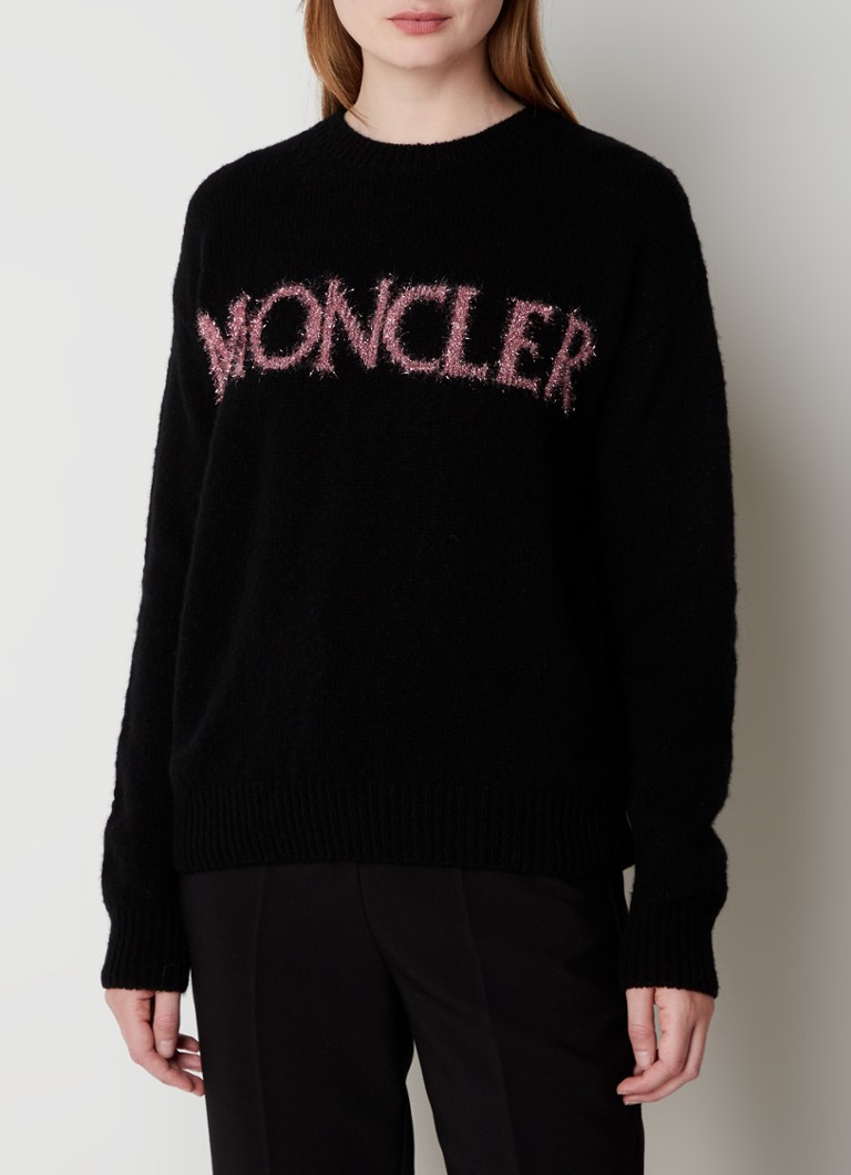 partij delicaat Geaccepteerd Moncler Trui van wol met logo • Zwart • de Bijenkorf