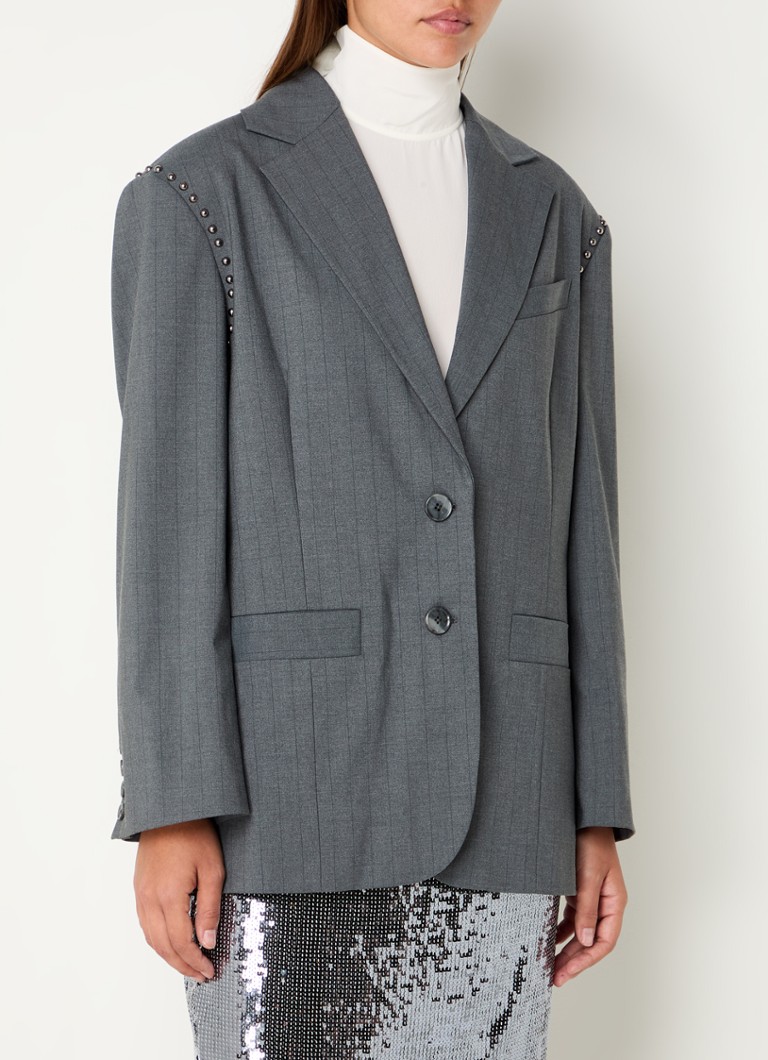 Mos Mosh - MMAnima oversized blazer met studs - Donkergrijs