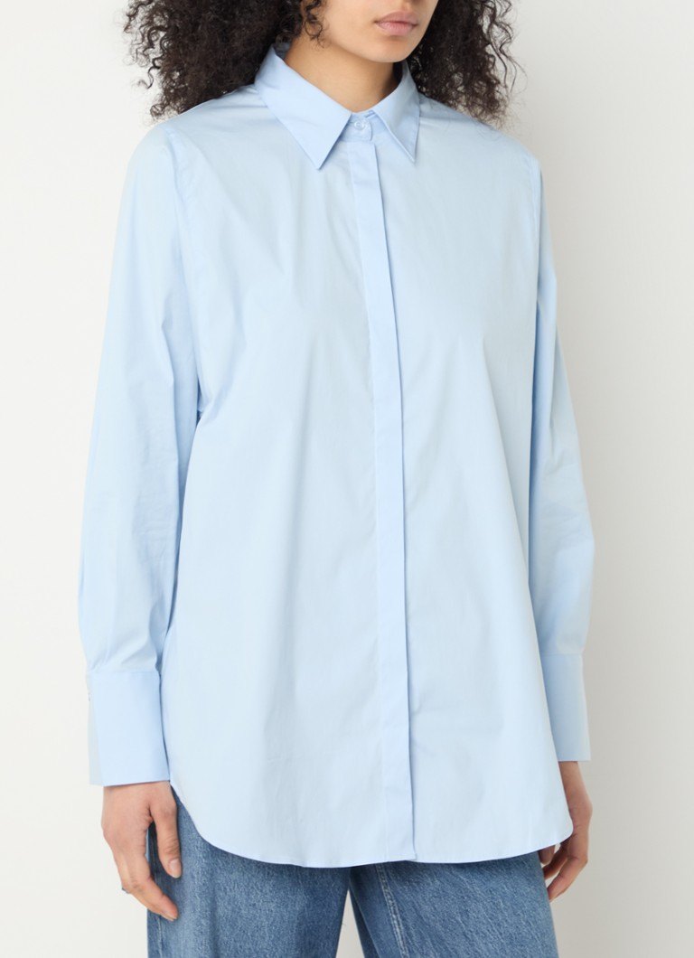 Mos Mosh - MMenola blouse met stretch - Lichtblauw