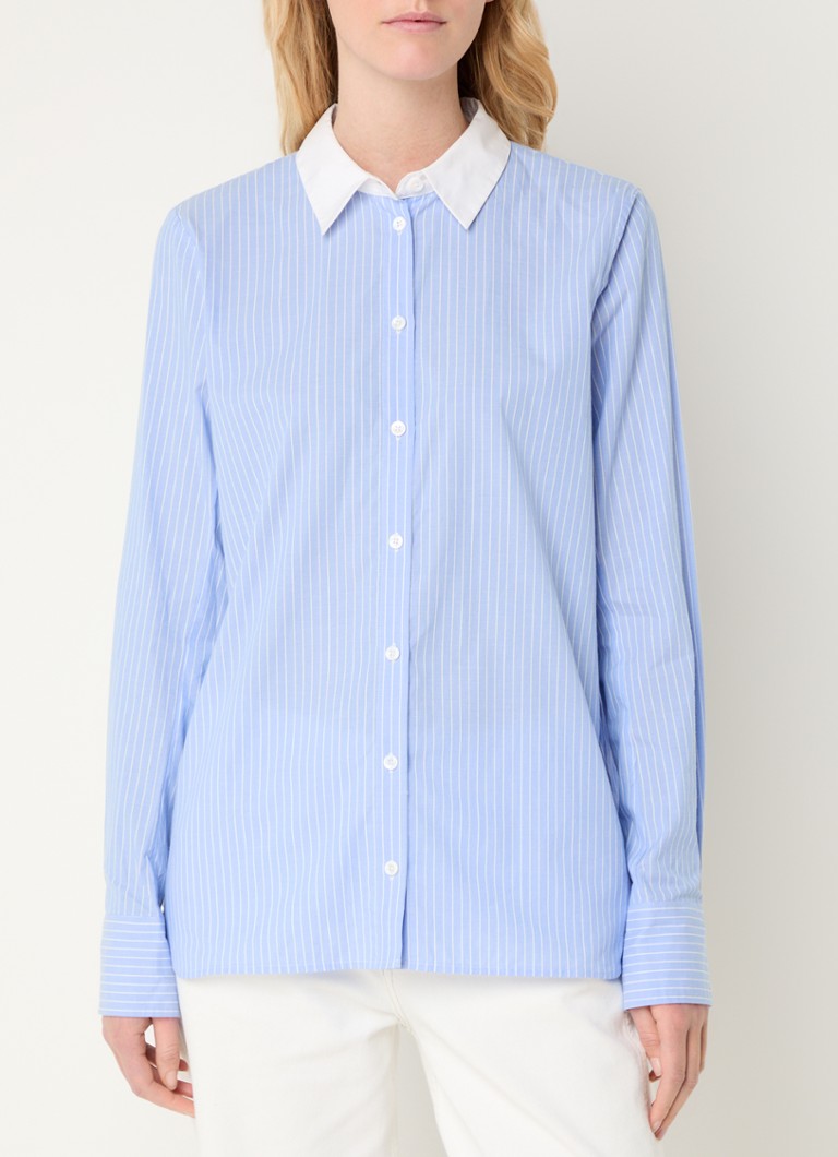 Mos Mosh - MMTayla blouse met streepprint - Lichtblauw