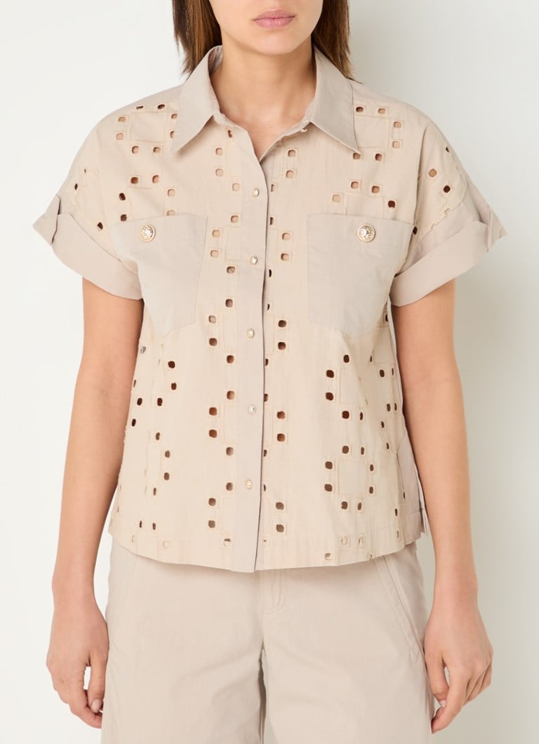 Mos Mosh - MMTazhi blouse met opengewerkt dessin - Beige