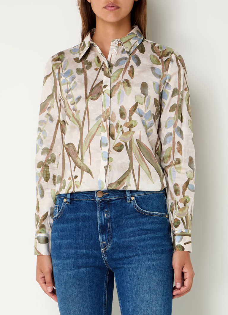 Mos Mosh - Taylor blouse met bladprint - Groen