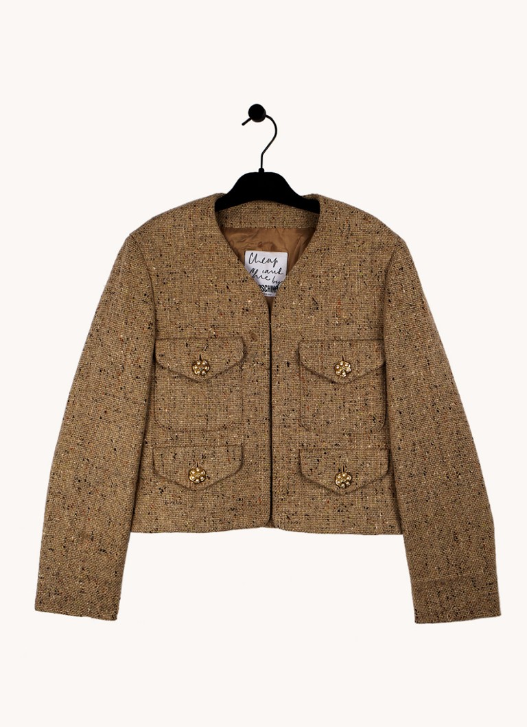 Moschino - Vintage blazer van wol met klepzakken - maat S - Zand