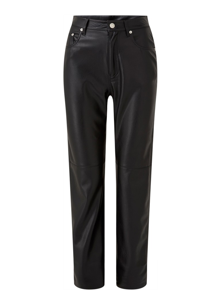 Nanushka - Vinni high waist straight fit jeans van vegan leer - Zwart