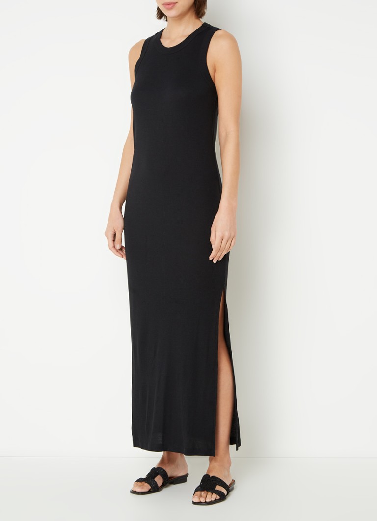 Neeve Theexi mouwloze maxi jurk in lyocellblend met split • Zwart