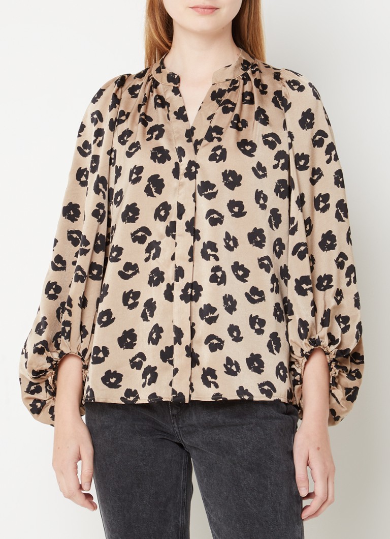 Neo Noir - Nara blouse met print en V-hals - Taupe
