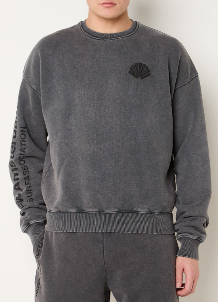New Amsterdam Surf Association - Embro sweater van biologisch katoen met logoprint - Donkergrijs