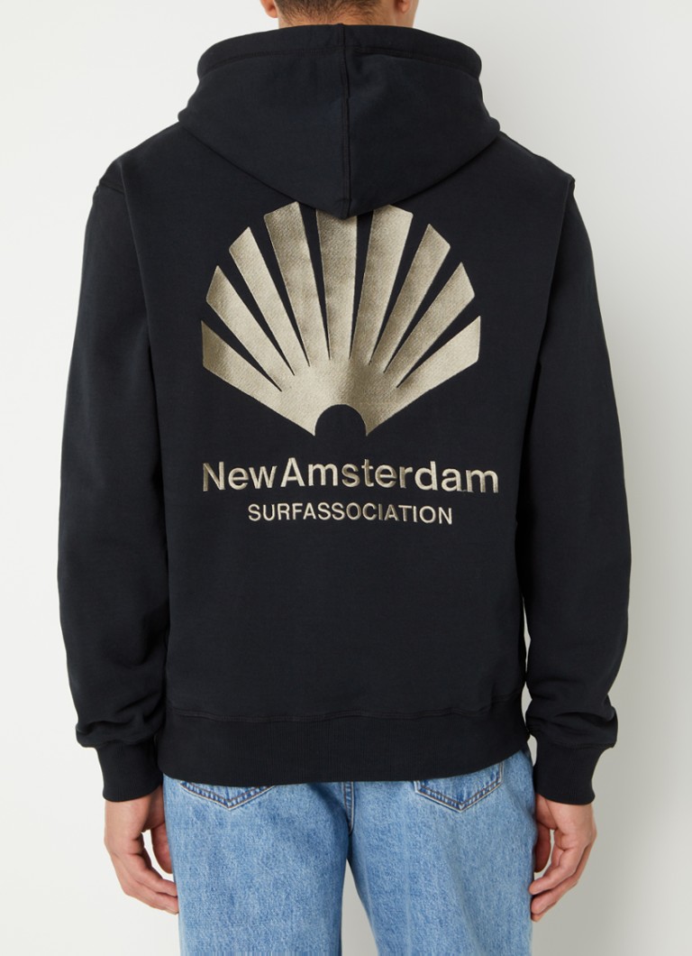 New Amsterdam Surf Association Hoodie met logo en backprint • Zwart