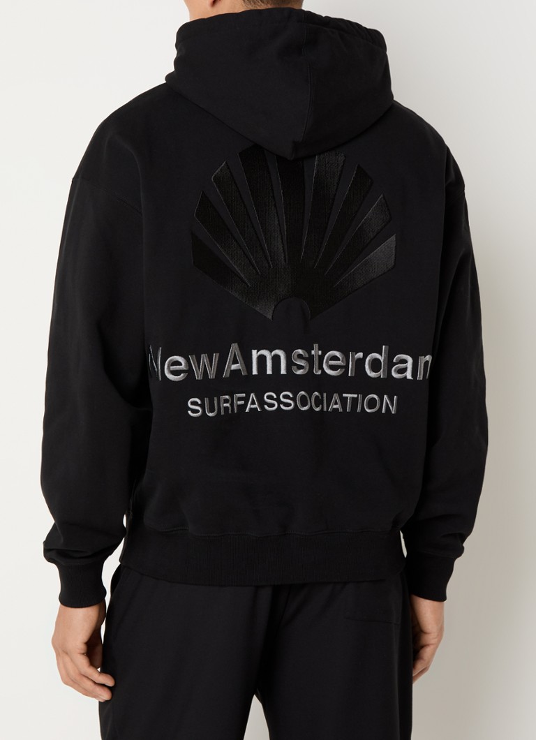 New Amsterdam Surf Association - Hoodie met logo- en backprint - Zwart