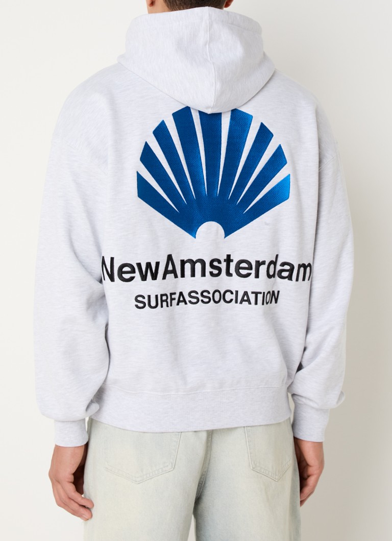 New Amsterdam Surf Association - Hoodie met logo- en backprint - Grijsmele