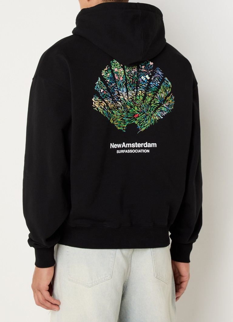 New Amsterdam Surf Association - Hoodie met logo- en backprint - Zwart