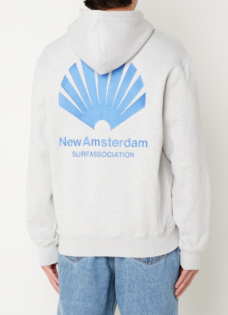 New Amsterdam Surf Association Hoodie met logoborduring • Grijs • de