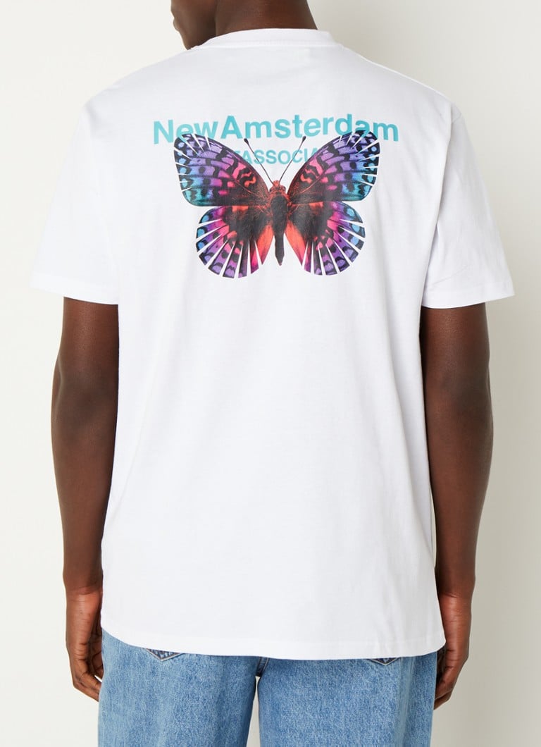 New Amsterdam Surf Association - Issoria T-shirt met logo- en backprint - Wit