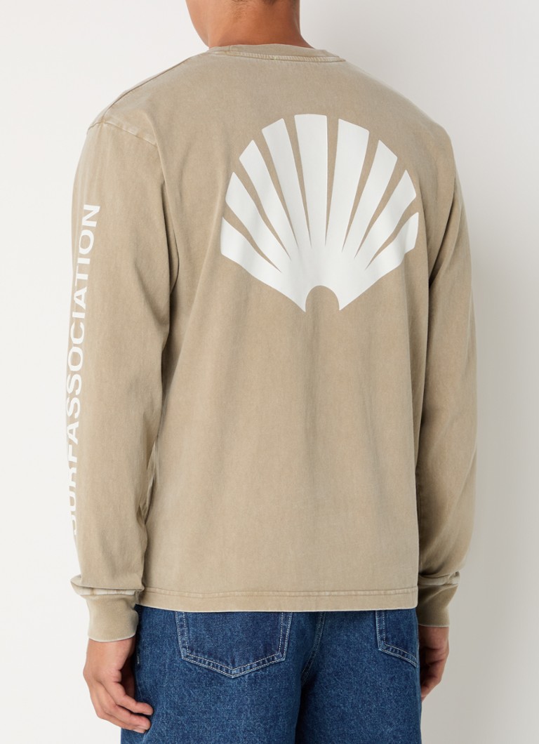 New Amsterdam Surf Association - Longsleeve met logo- en backprint - Khaki