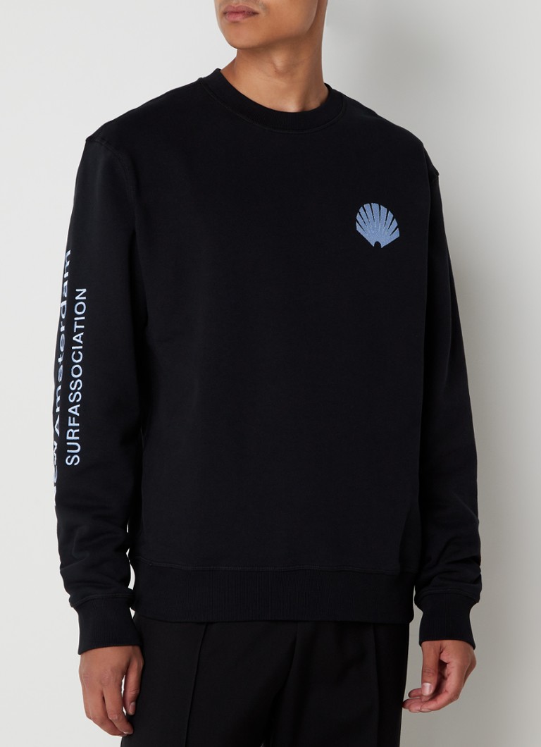 New Amsterdam Surf Association Sweater Met Logoborduring Zwart De 
