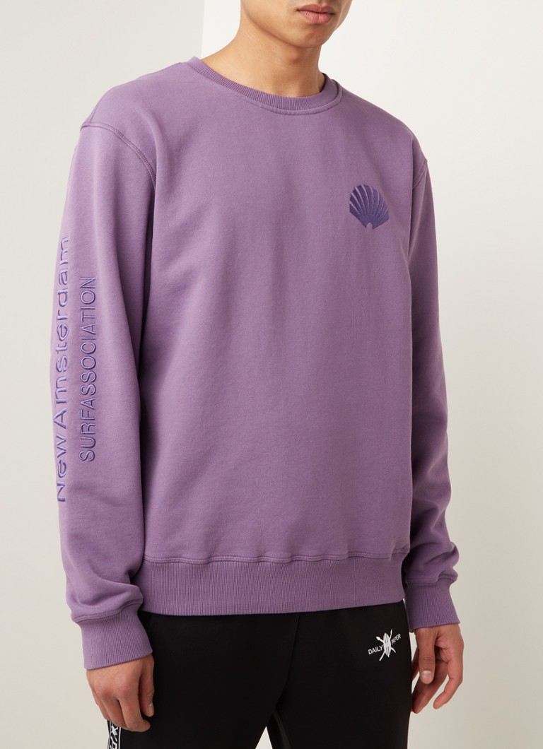 New Amsterdam Surf Association Sweater Met Logoborduring Paars De 