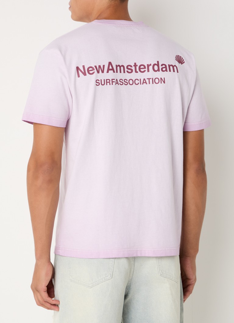 New Amsterdam Surf Association - T-shirt met logo- en backprint - Lichtpaars