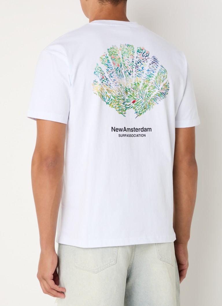 New Amsterdam Surf Association - Tall Grass T-shirt met logo- en backprint - Wit