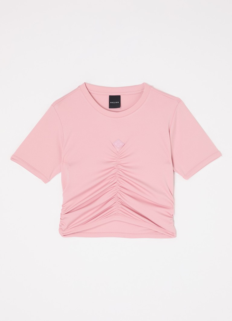 NIK&NIK - Kiki cropped T-shirt met plooidetail - Roze
