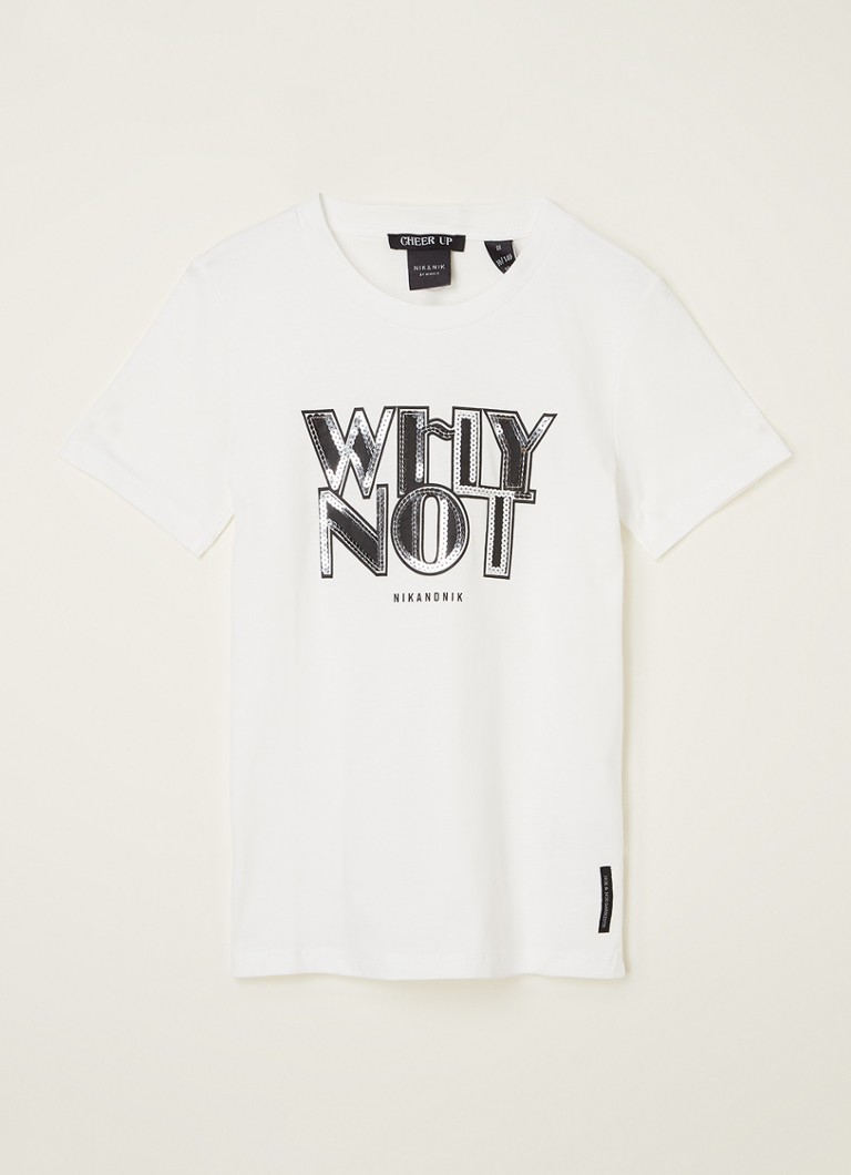 NIK&NIK - T-shirt met print en pailletten - Wit