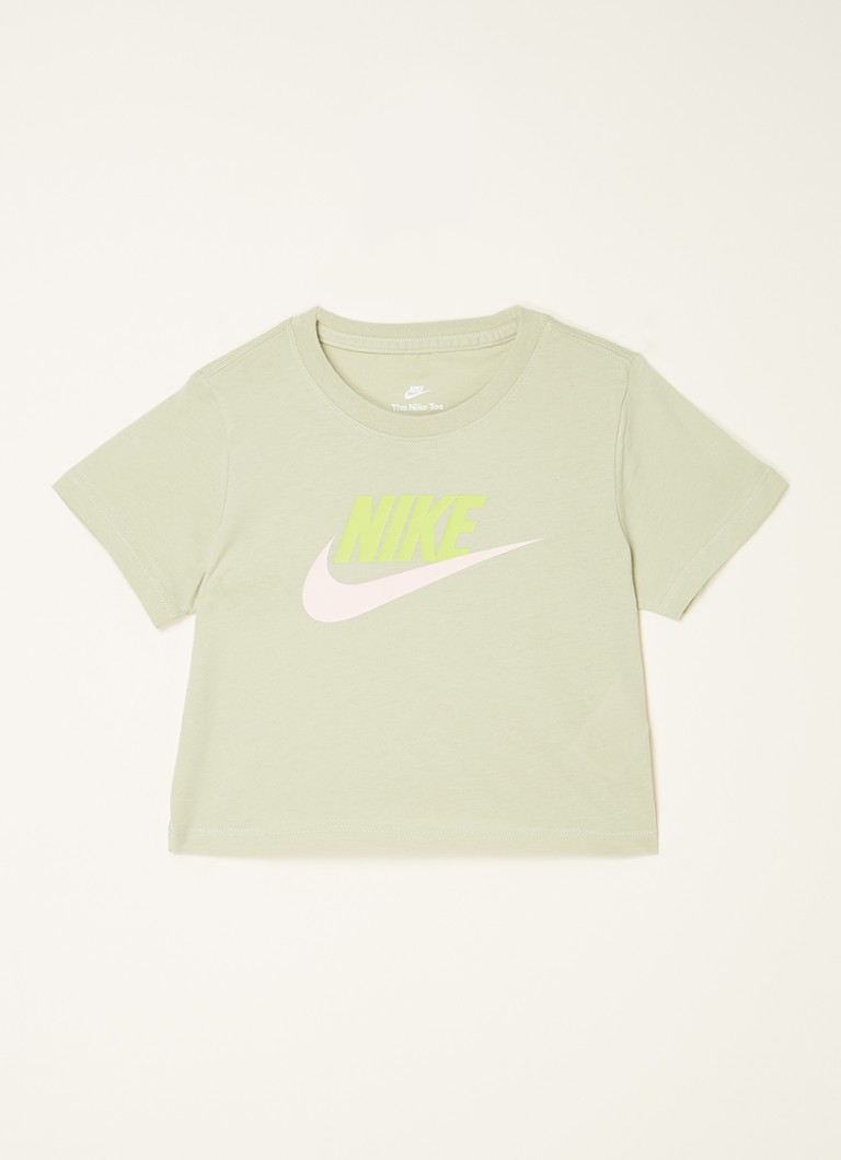 Nike - Cropped T-shirt met logoprint  - Lichtgroen