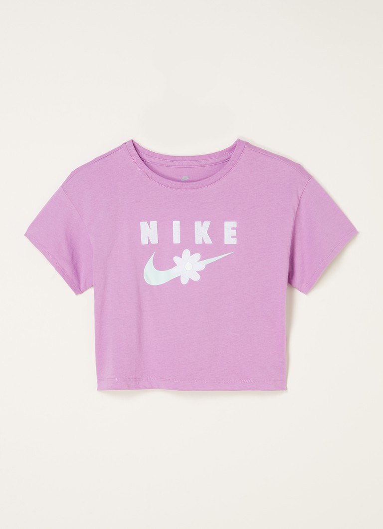 Nike Daisy cropped Tshirt met logoprint • Roze • de Bijenkorf